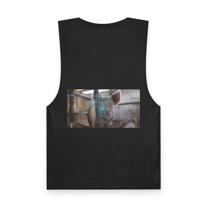 Barnard Tank Top — Futuristic Blue Moon & Pig Photo Graphic Muscle Tee