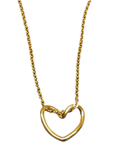 Altın Renk Kolye Kalp Desenli