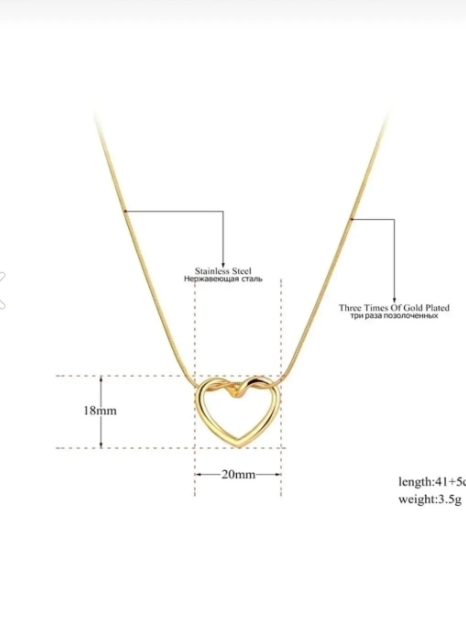 Altın Renk Kolye Kalp Desenli
