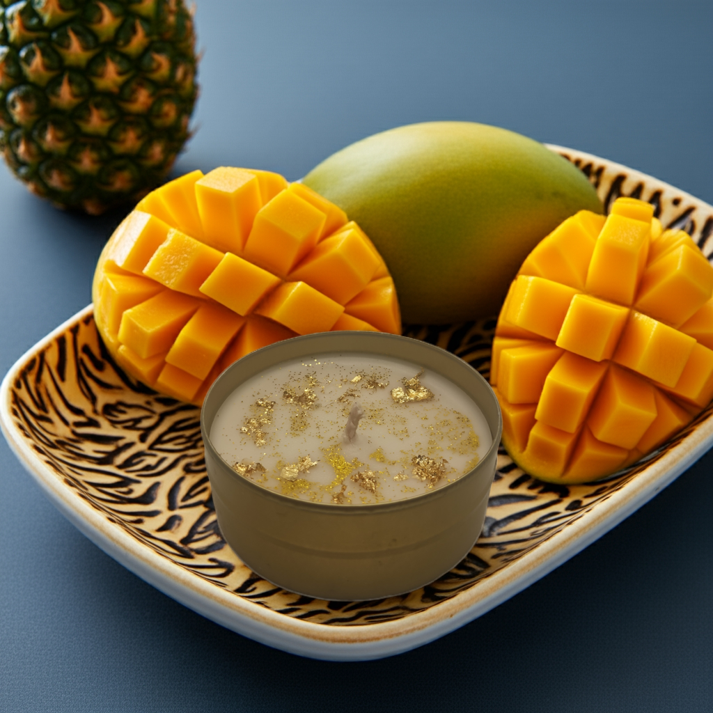 Mango aromalı 75cc altin süs motifli mum