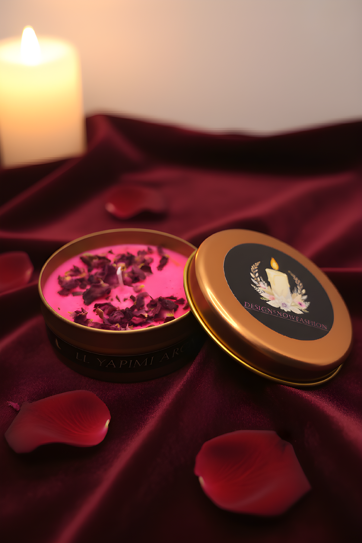 Gül Aromalı El Yapımı Dekoratif Mum – Romantik ve Rahatlatıcı Koku