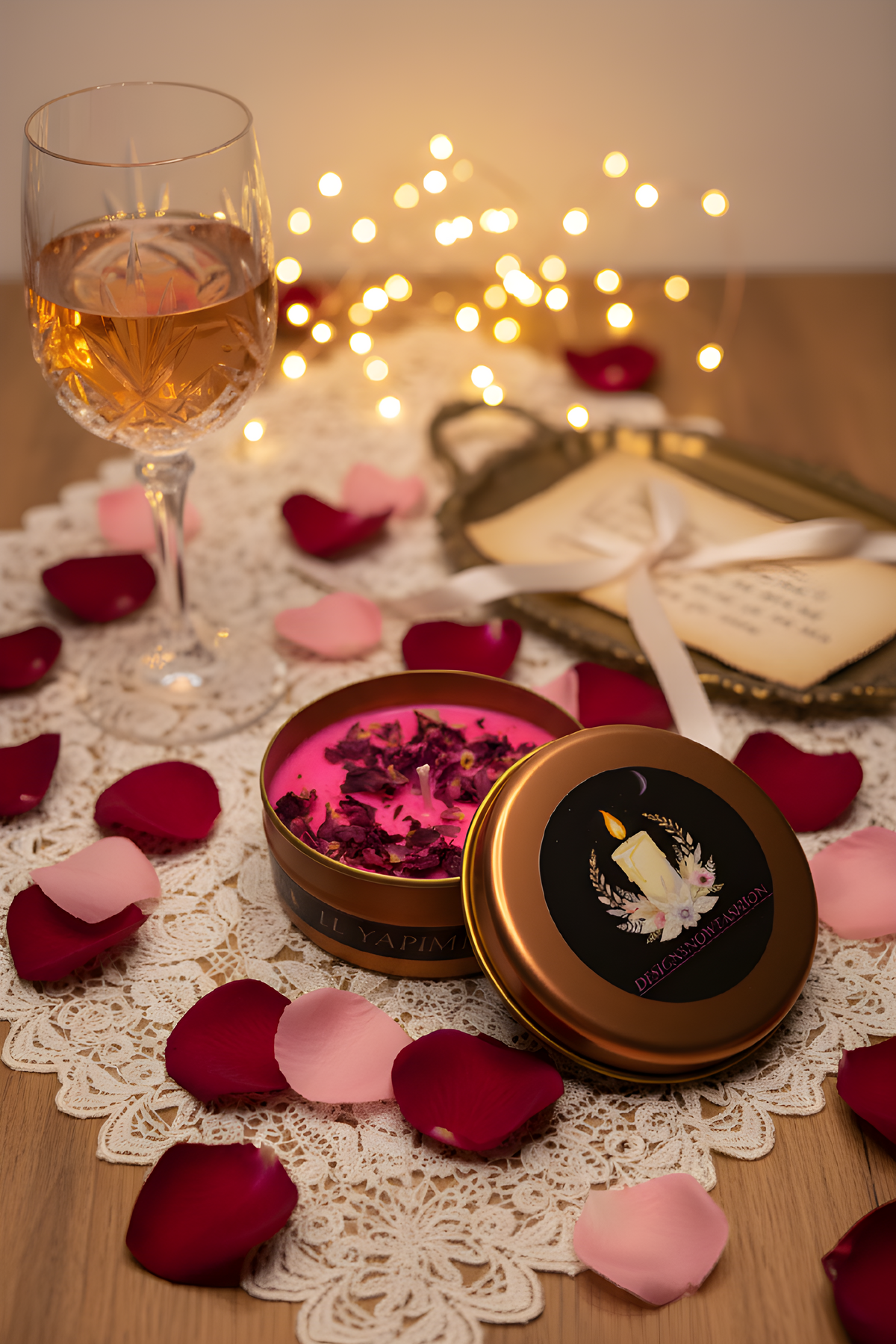 Gül Aromalı El Yapımı Dekoratif Mum – Romantik ve Rahatlatıcı Koku