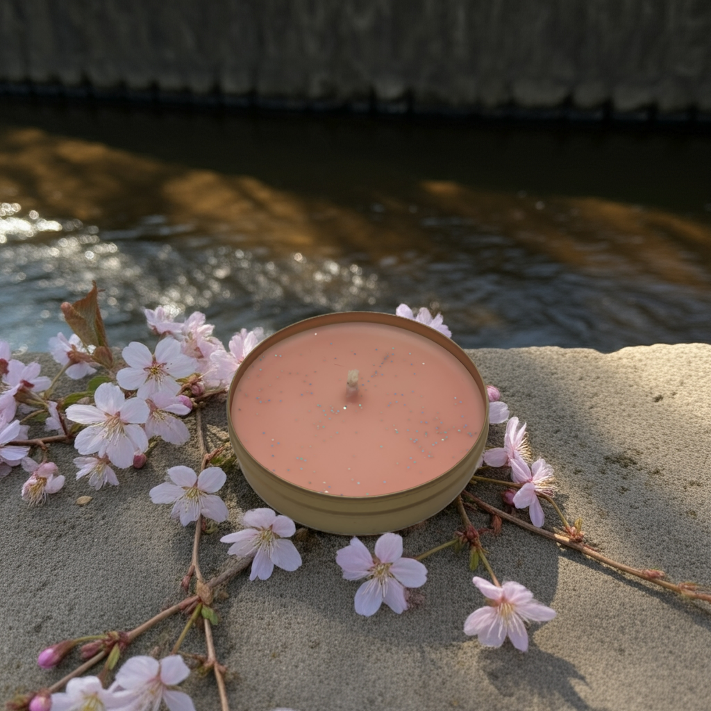 Japon Kiraz Çiçegi kokulu 50cc 8 saat yanmalı mum