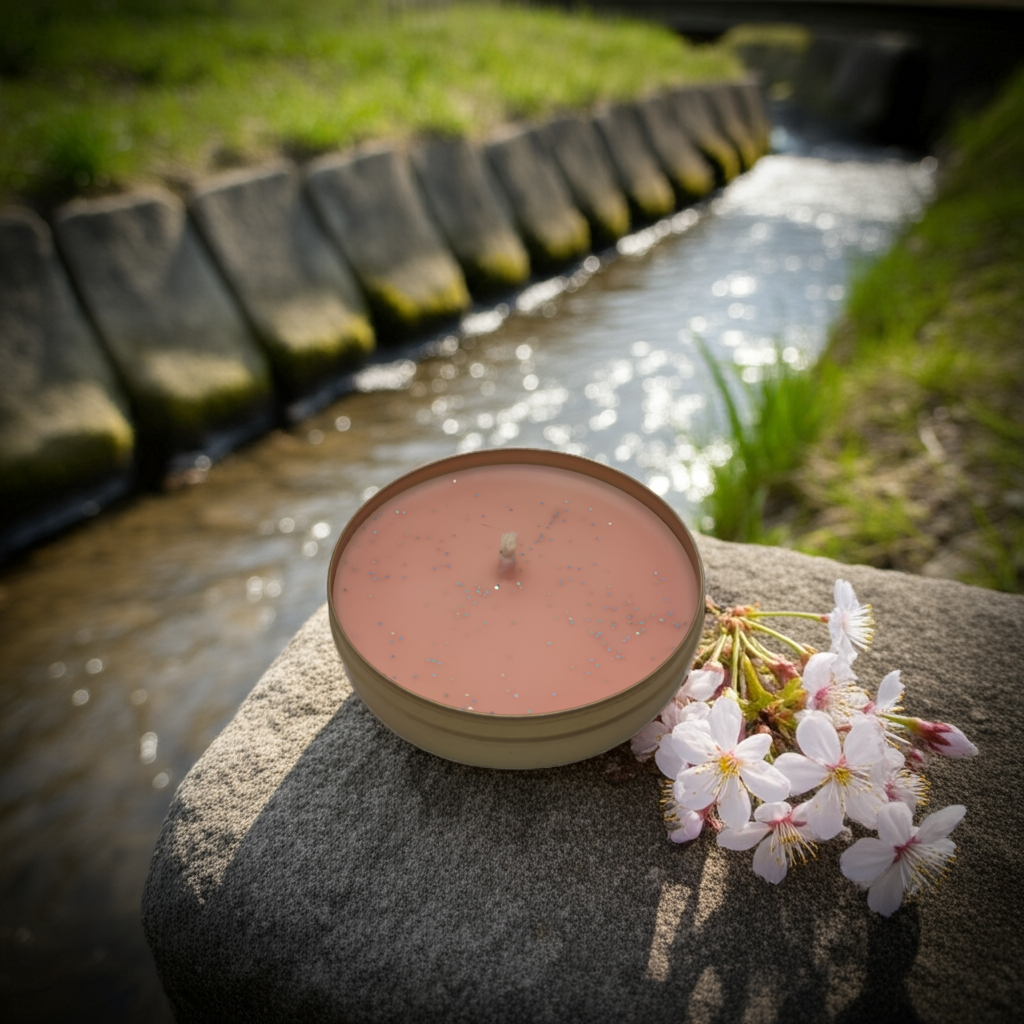 Japon Kiraz Çiçegi kokulu 50cc 8 saat yanmalı mum